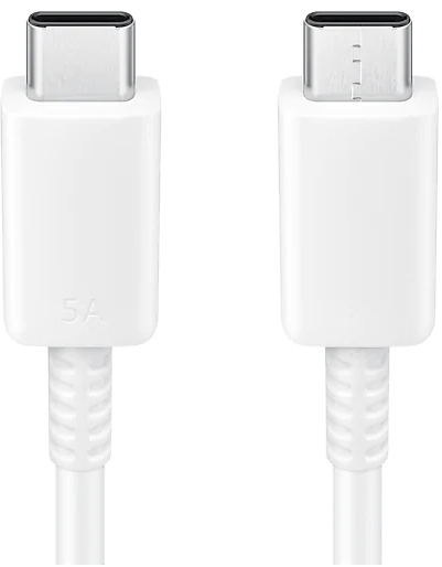 Deux câbles de charge blancs avec connecteurs USB-C.