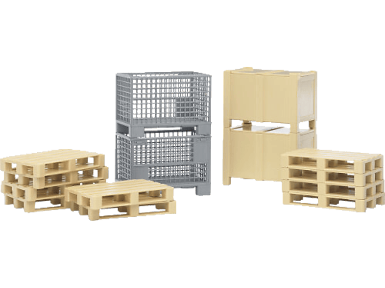 Bruder Logistik Set – Mit Kiste, Paletten & Handhubwagen