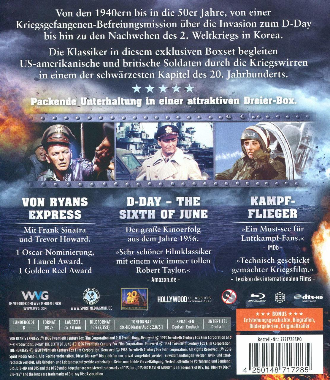 DVD-Cover mit drei Filmpostern. Text auf Deutsch und Englisch. Blu-ray-Logo.