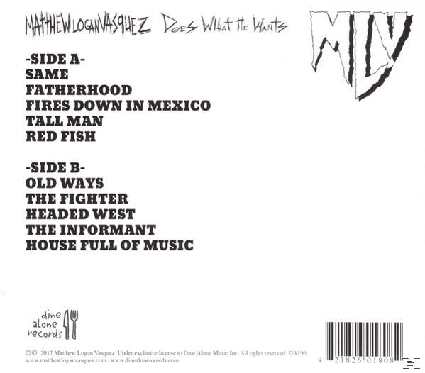 Matthew Logan Vasquez - DOES WHAT HE WANTS  - (CD)
