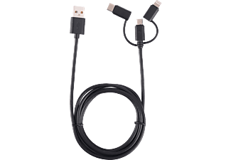 ISY USB-kabel -  USB-C / microUSB / Lighting 1.6 m Zwart (IUC-3100)