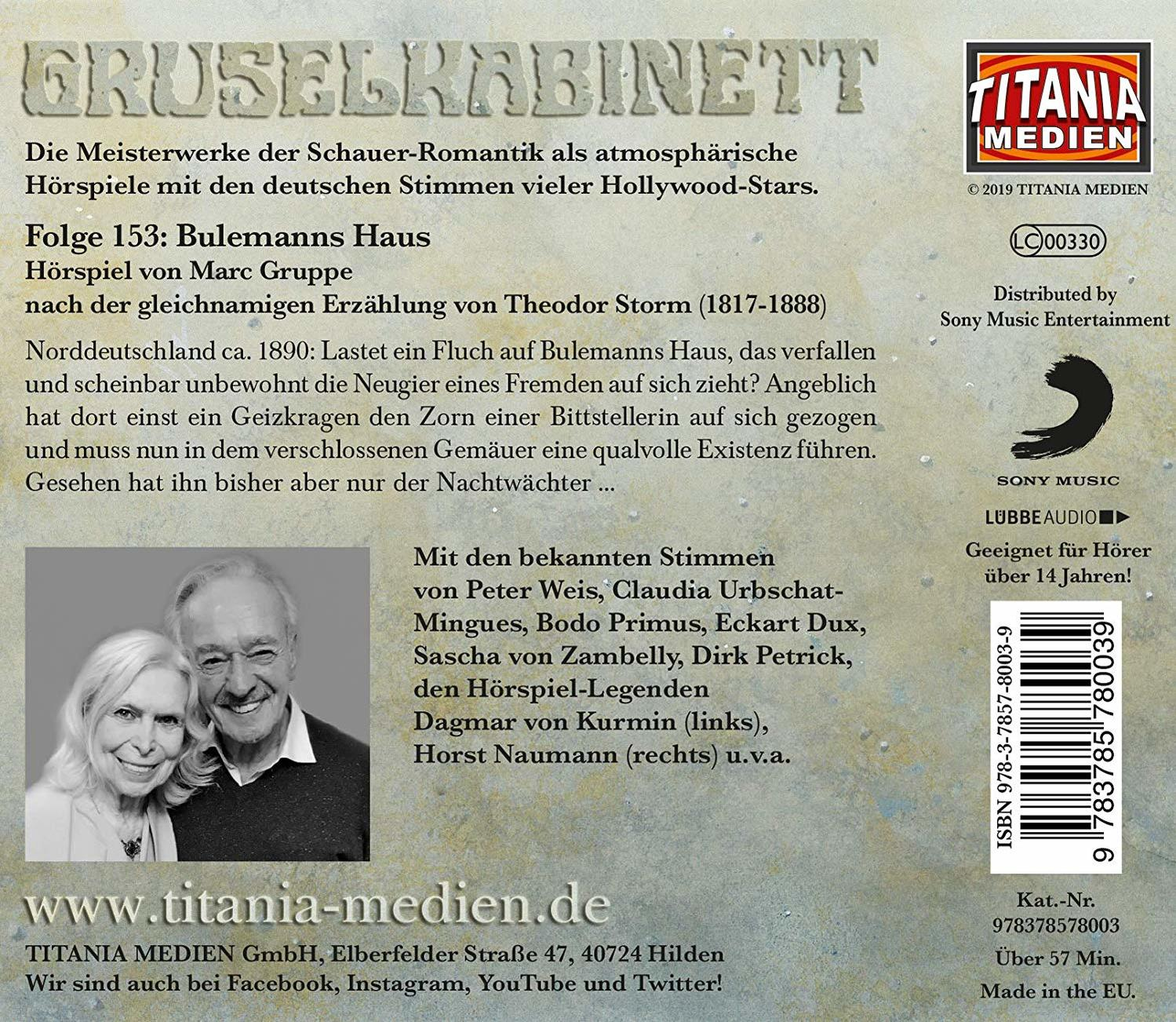 CD-Cover. Gruselkabinett-Titel. Zwei Personen. Text auf dem Cover.