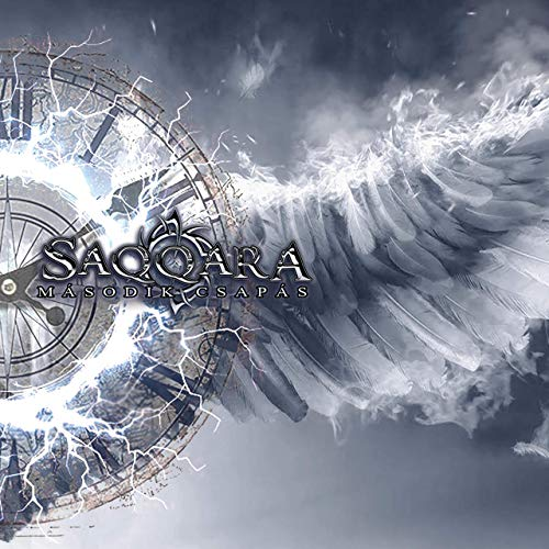 Album borító órával, angyalszárnyakkal és a zenekar nevével: 'Saaqara' felhős háttérben.