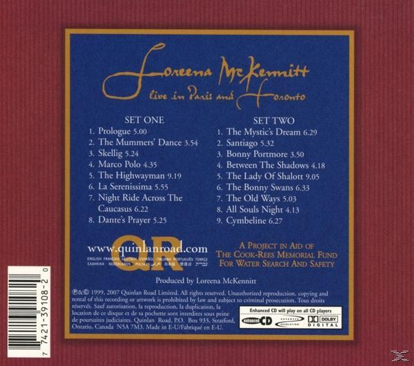 Egy Loreena McKennitt CD hátlapja, a számlistákkal és a stáblistával.