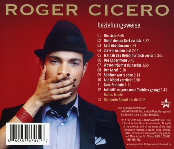 CD-Cover, Roger Cicero mit Hut. Text listet Songs und Credits auf.