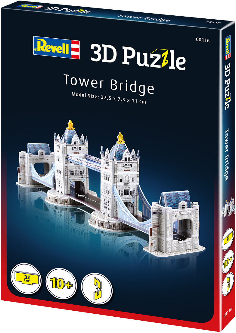 Eine 3D-Puzzle-Box mit einem Bild der Tower Bridge.