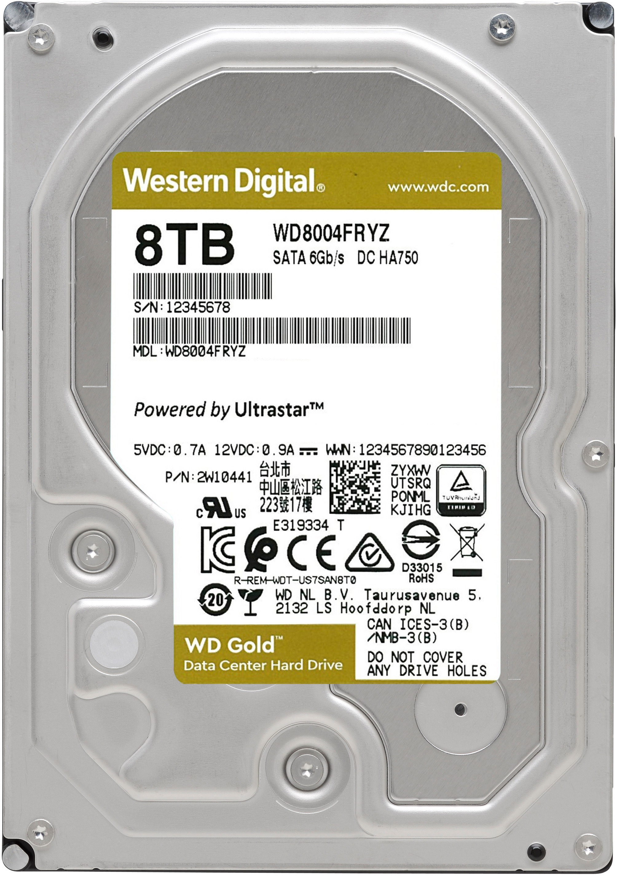 WD Gold™ Festplatte, 8 TB HDD SATA 6 Gbps, 3,5 Zoll, intern
