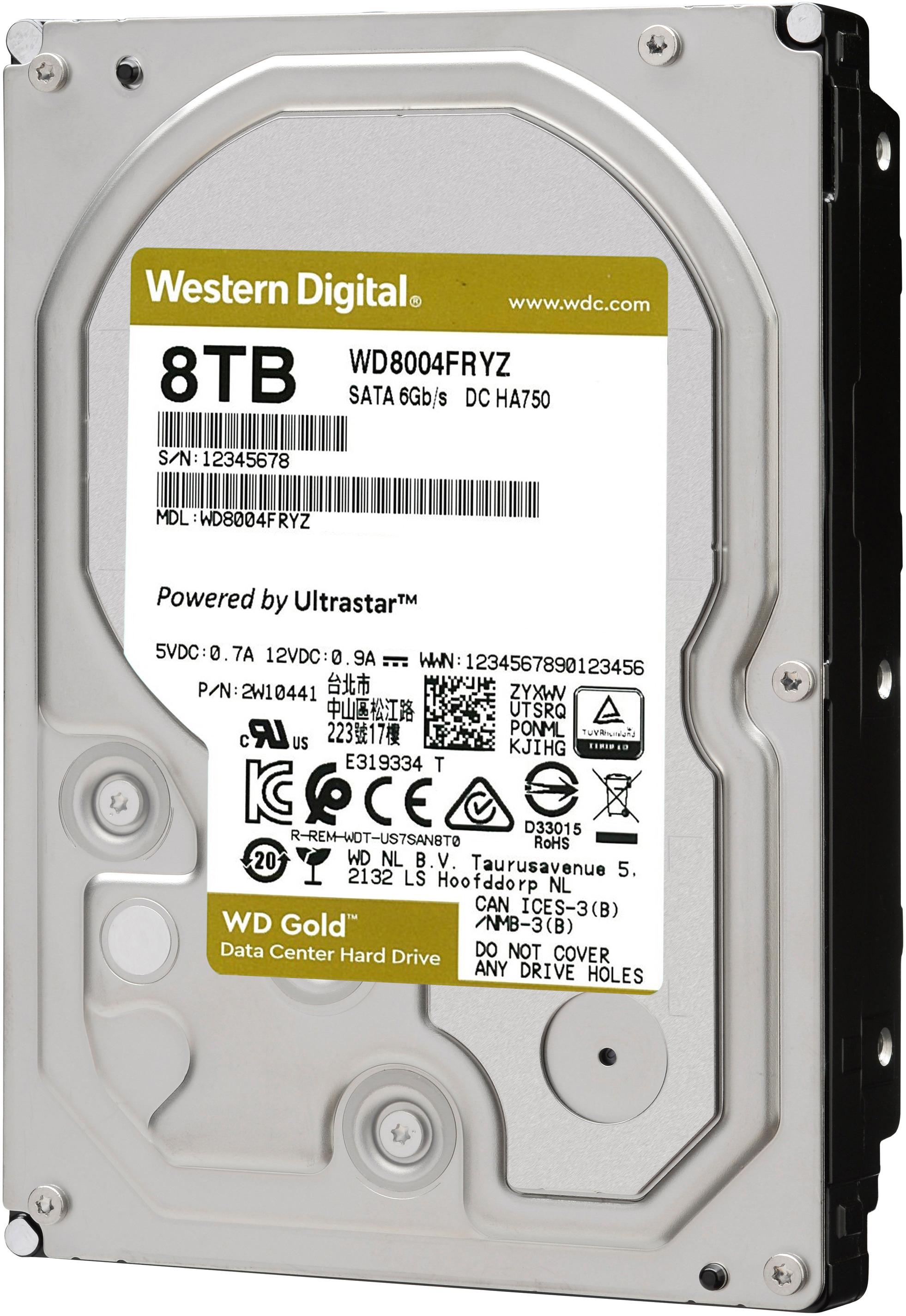 WD Gold™ Festplatte, 8 TB HDD SATA 6 Gbps, 3,5 Zoll, intern