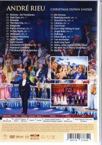 Dos d'un boîtier DVD pour 'Christmas Down Under' avec des artistes et une scène.