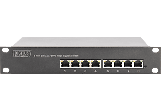 DIGITUS DN-80114 8-Port Ethernet Switch für 10" Schränke, Grau