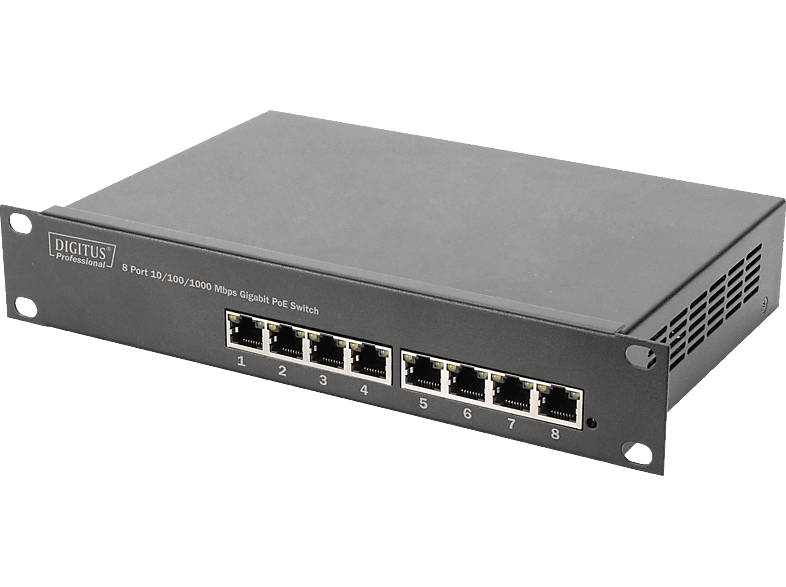 DIGITUS DN95317 10 Zoll 8Port Gigabit PoE Switch , Schwarz