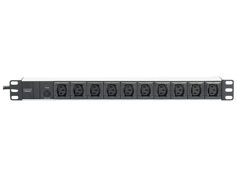 DIGITUS DN-95404 Steckdosenleiste mit Aluminiumprofil, 10-Fach, 250V, 2 m; Steckdosenleiste----Steckdosenleiste