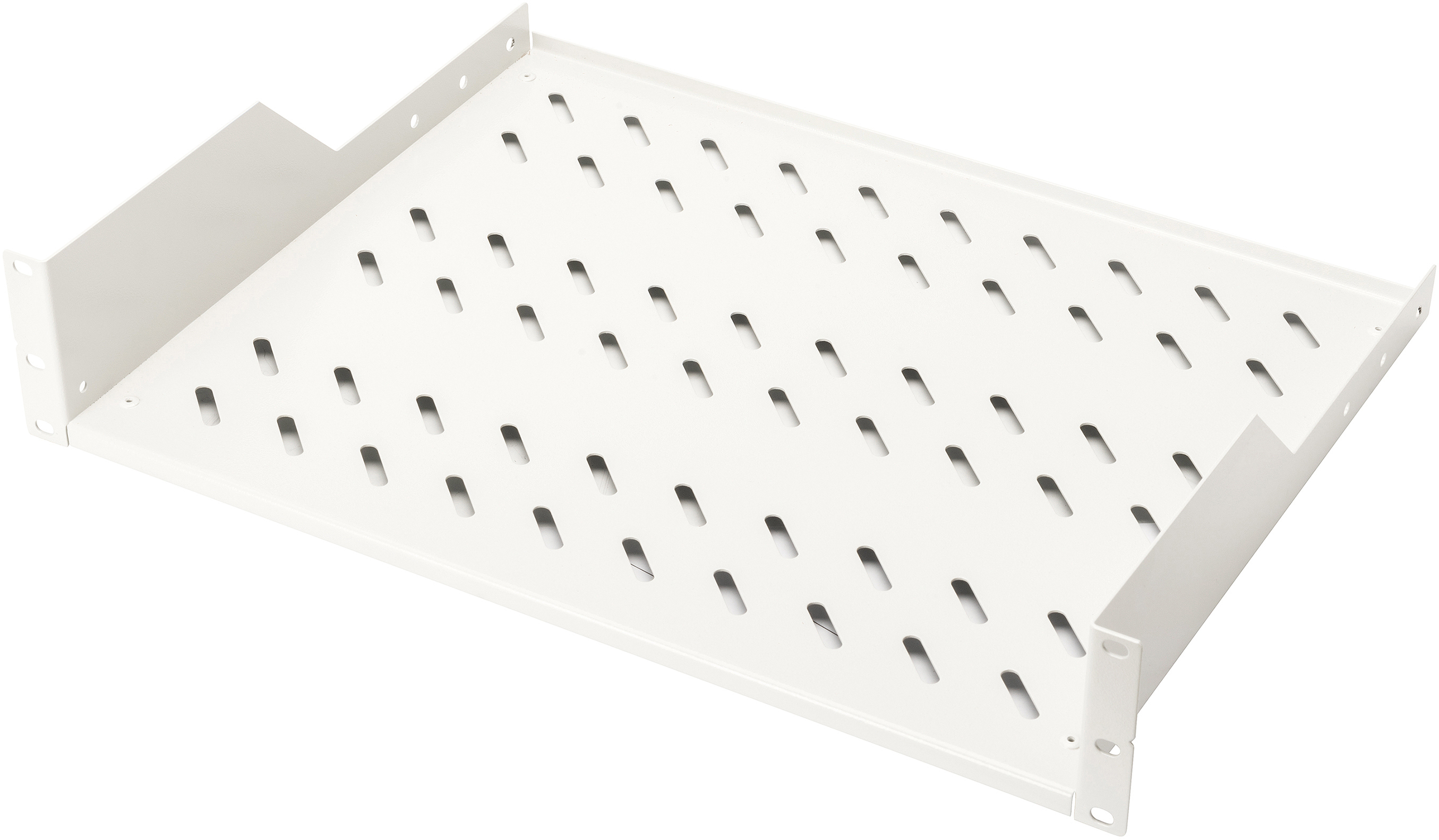 DIGITUS DN-97610 Fachboden 2HE zum Festeinbau für 19"-Schränke min. 450mm Tiefe inkl. Befestigungsmaterial Fachboden, Grau 