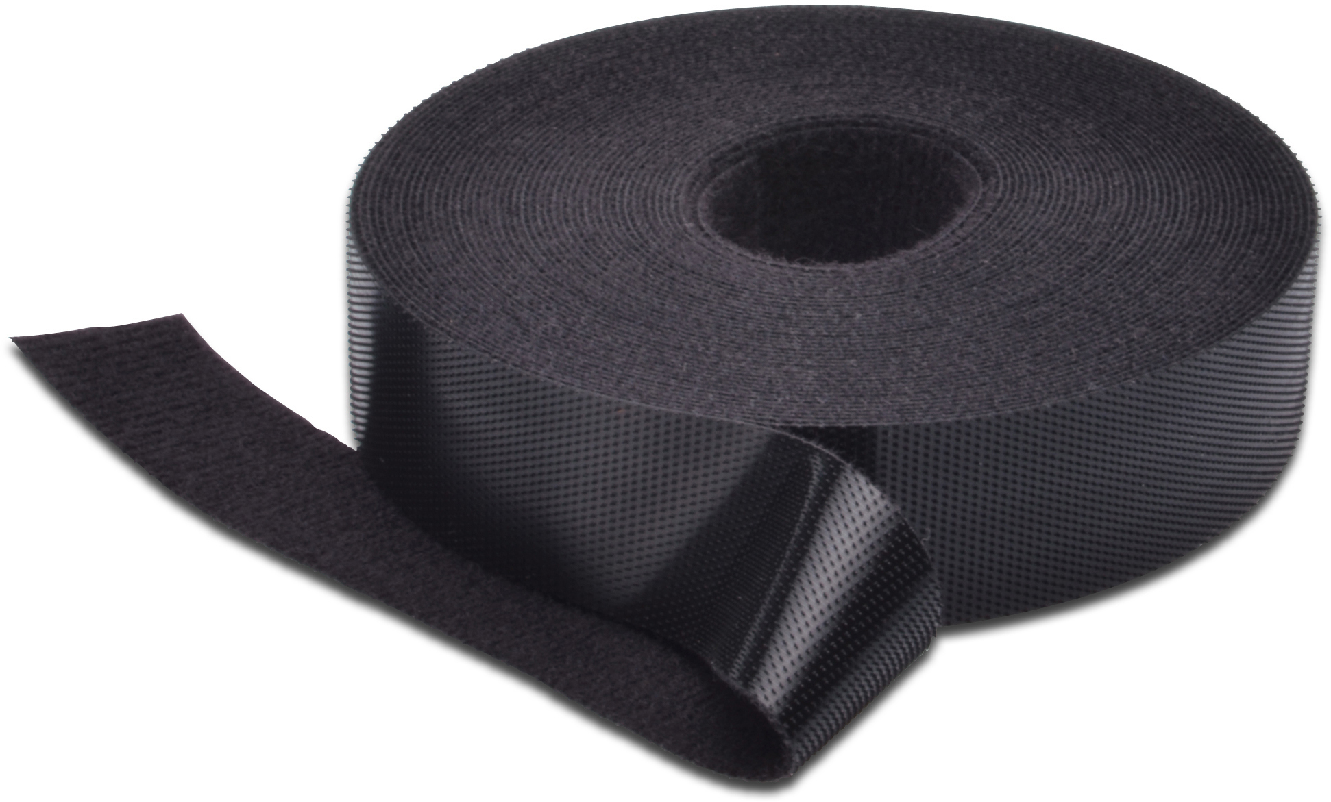 Gerolltes schwarzes Klettband.