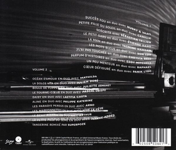 Une pochette d'album en noir et blanc avec du texte en français. Elle comporte deux sections de titres de musique.