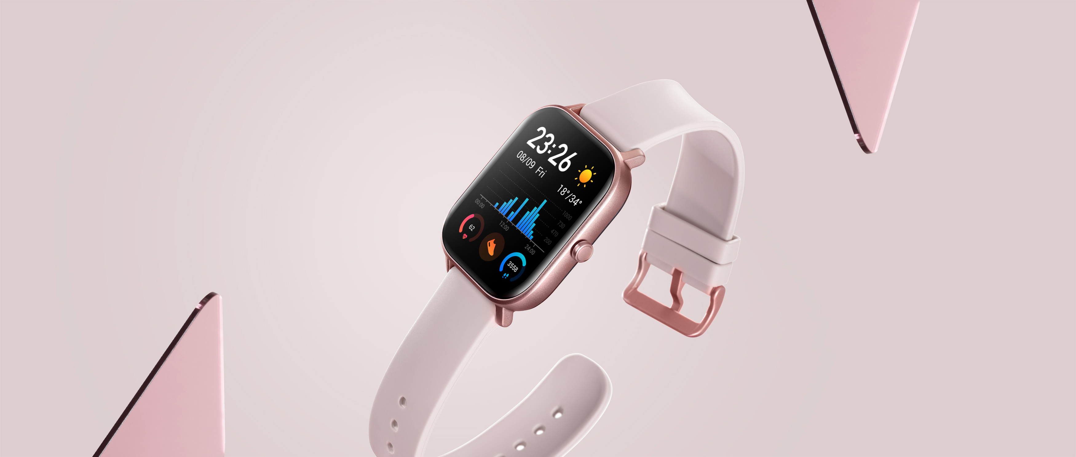 mm, + Silikon, Kunststoff AMAZFIT 87 Pink mm Aluminium Smartwatch 120 GTS + A1914