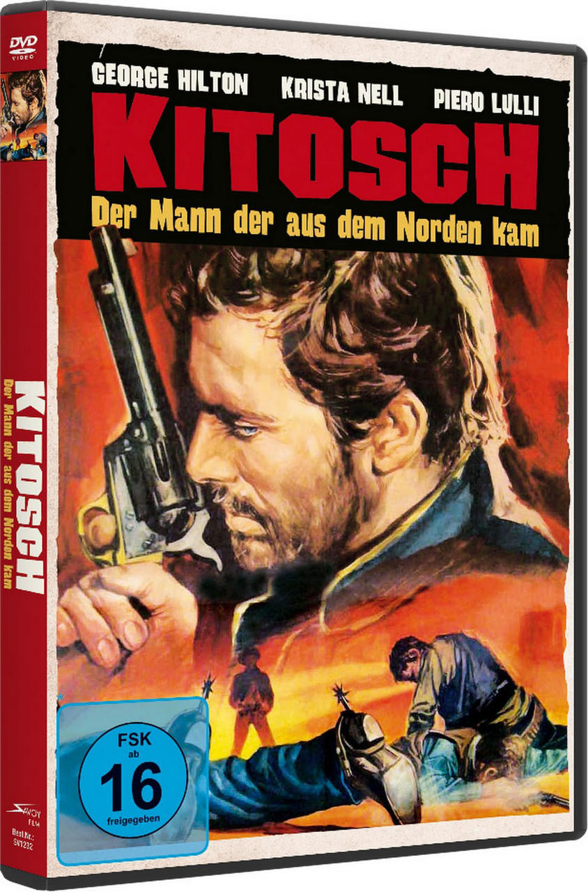 DVD-Cover: Mann mit Waffe, Text.