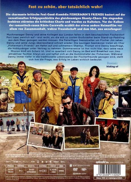 Rückseite einer DVD-Hülle mit einer Gruppe von Personen und Küstenkulisse.