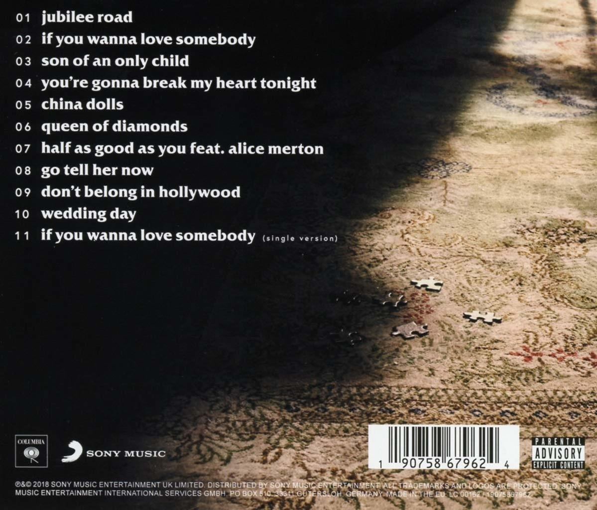 CD-Rückseite mit Titelliste, Puzzleteilen und Teppich mit floralem Muster.