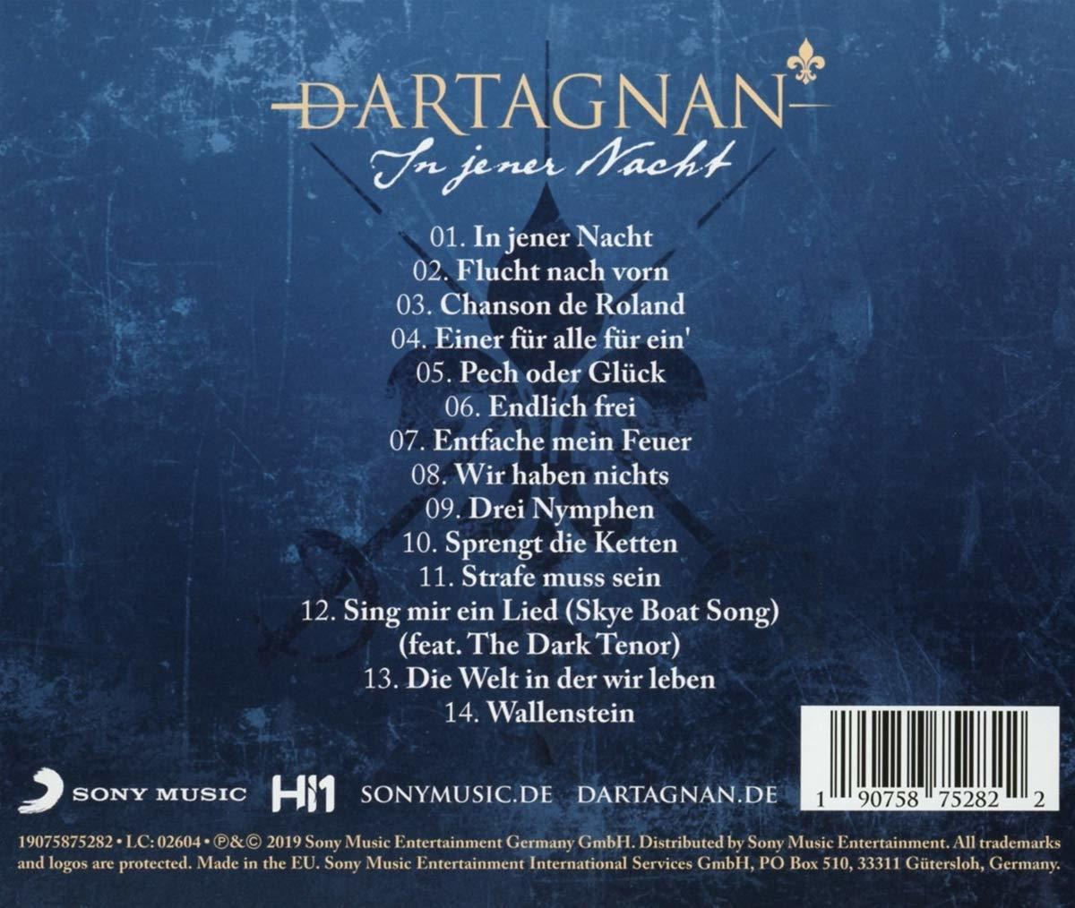 Albumcover: Dunkelblauer Hintergrund mit Logo und Titelliste. Der Titel lautet 'In jener Nacht'.