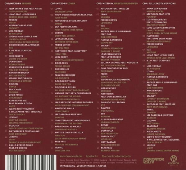 CD-Cover, verschiedene Künstler, Titelliste, mit dem Label Kontor Records unten.