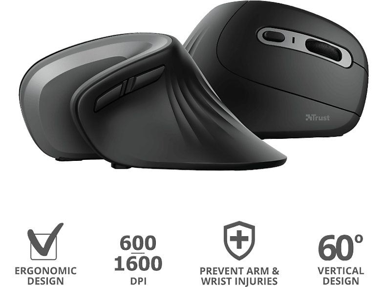 TRUST 23507 Verro Ergonomik Kablosuz Mouse Siyah_1