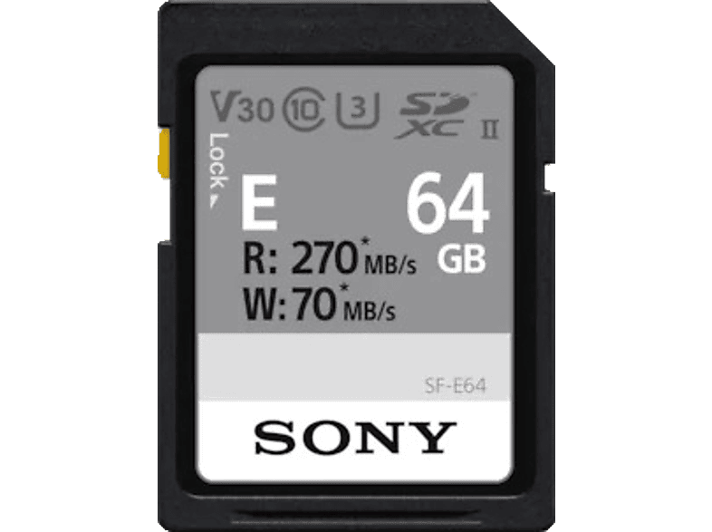 SONY SF-E64 Class 10 UHS-II U3, SDXC Speicherkarte, 64 GB, 270 MB/s