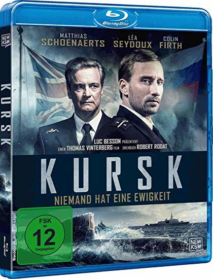 DVD-Hülle mit zwei Männern auf dem Cover, eine Flagge, und der Titel 'Kursk'.