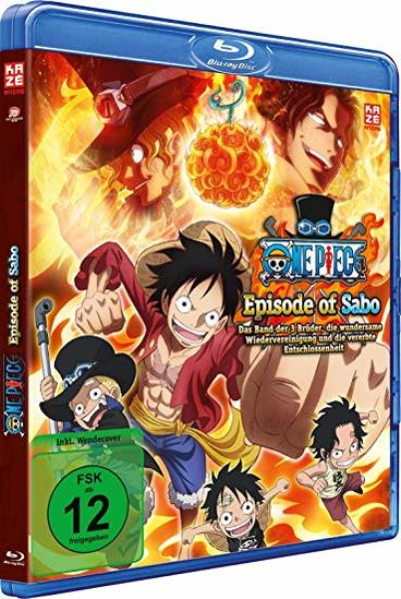 Die DVD-Hülle für One Piece: Episode of Sabo. Es zeigt Charaktere aus dem Anime. Die Hülle ist blau.