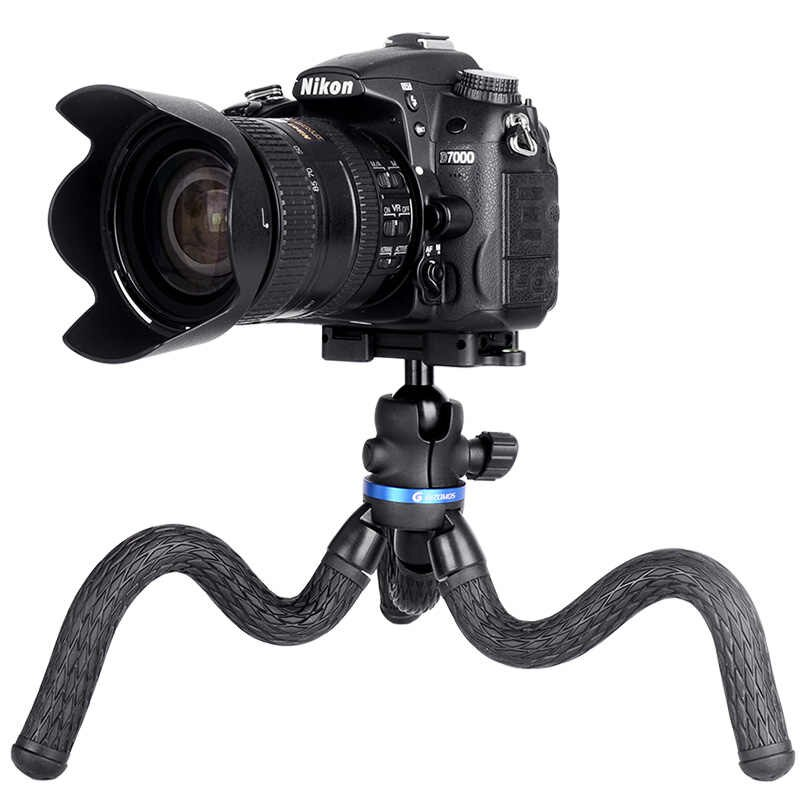 Nikon-Kamera auf Stativ, flexible Beine.