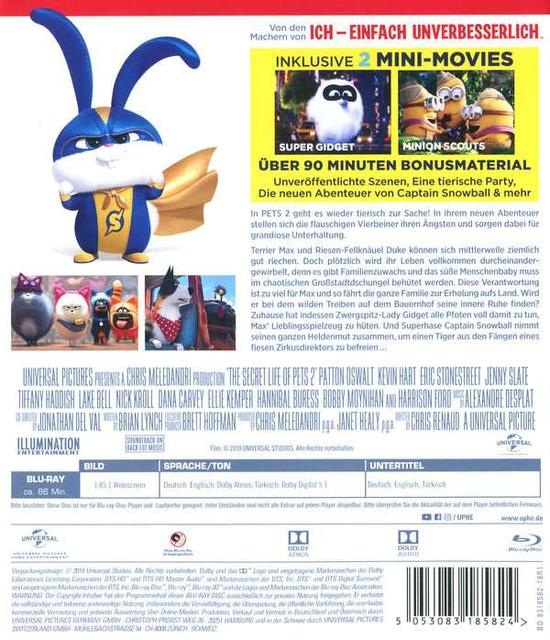 DVD-Cover: Zeichentrickfilm mit blauem Hasen, Text auf Deutsch.