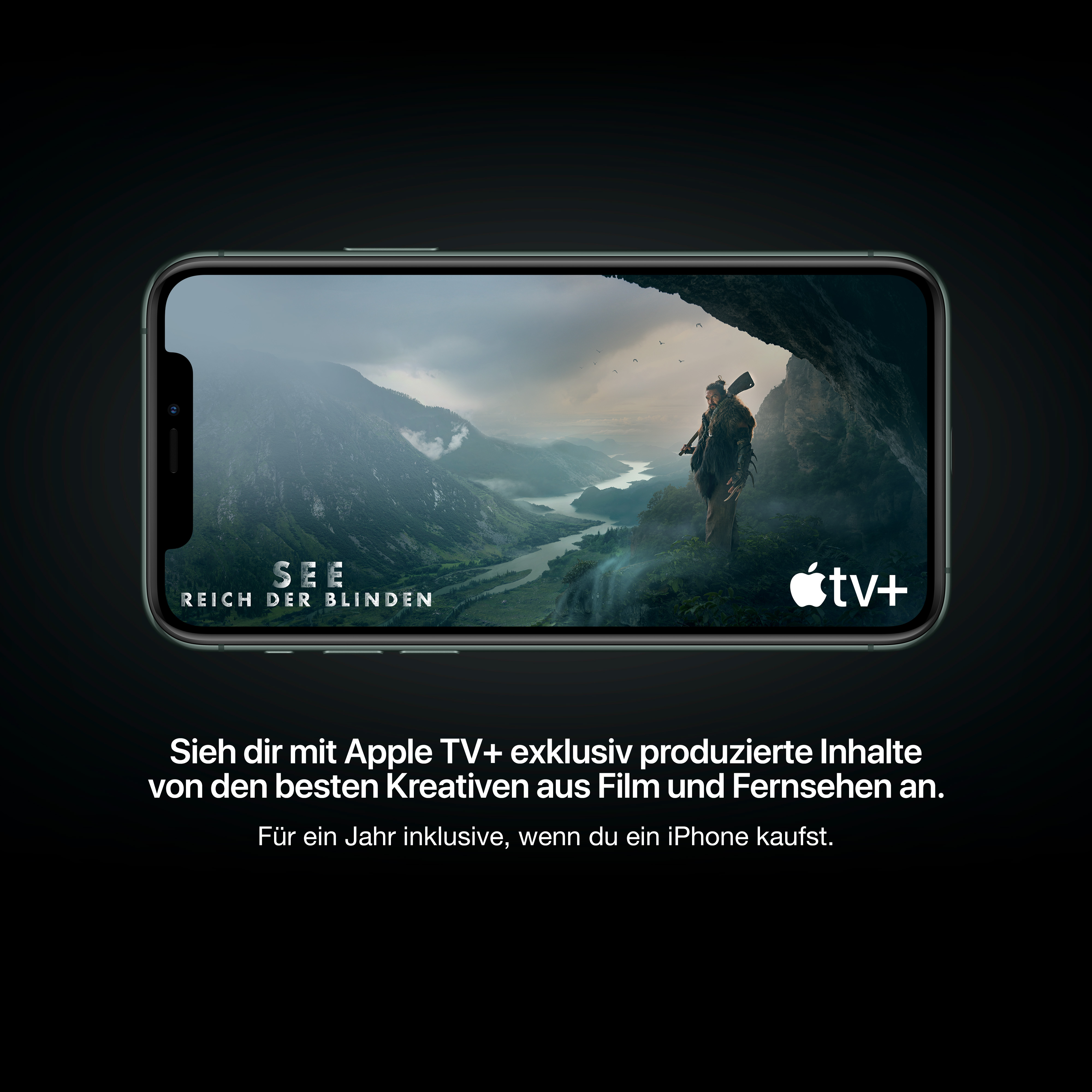 Telefonbildschirm: Apple TV+ Show im Querformat.