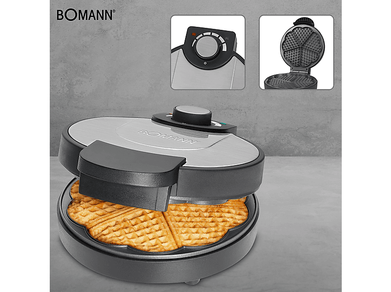 Bomann WA 1365 CB Waffeleisen, Silber/ Schwarz, 1000 Watt — Foto 2 von 5
