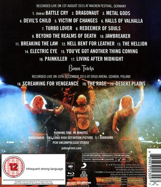 Judas Priest album borítója a zenekar tagjaival és a dalok listájával.