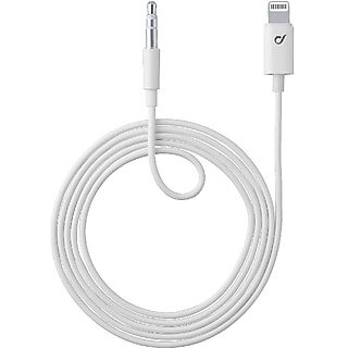 Cable USB - CellularLine AUXMUSICMFIW, Jack 3,5mm, Lightning, Blanco