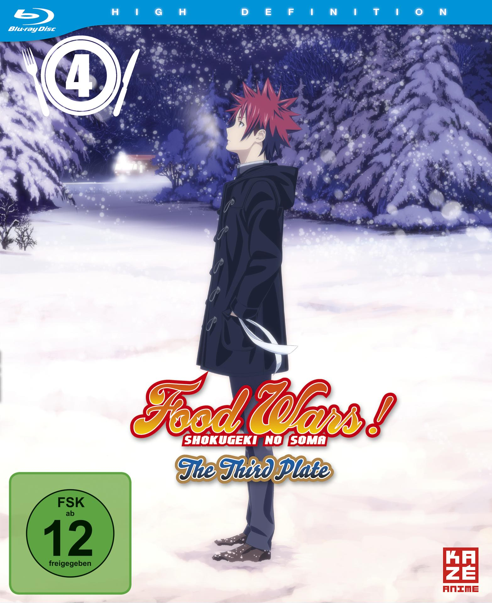 Anime-Cover: Eine Figur im Wintermantel steht in einer verschneiten Szene, mit Anime-Titel und Logo.