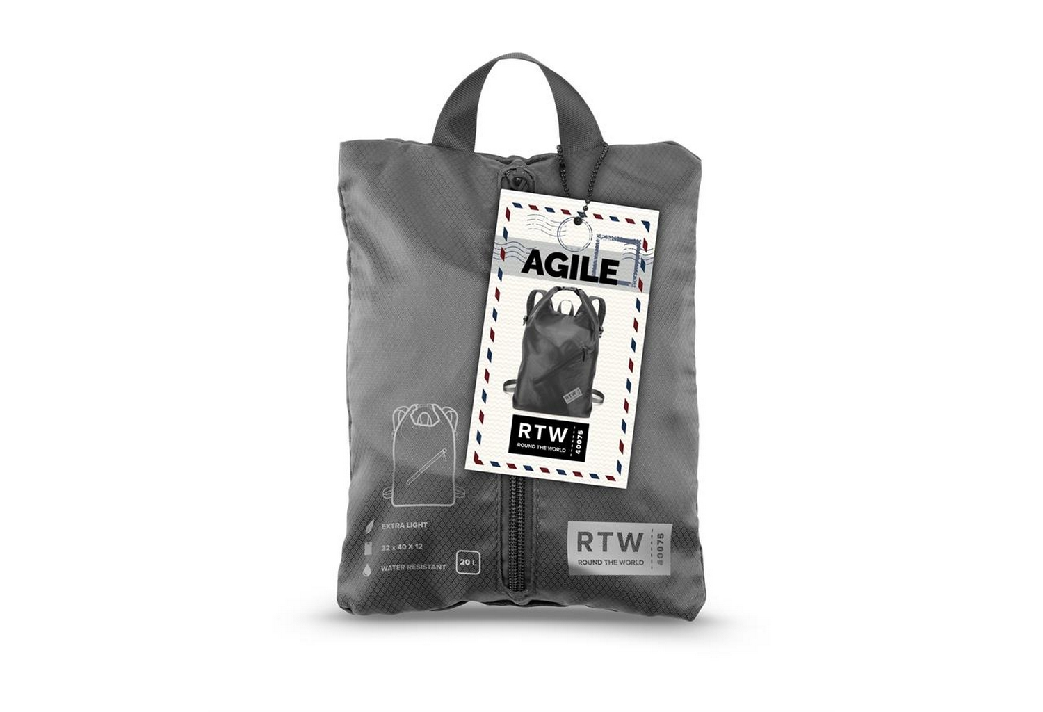 Mochila - CellularLine RTWAGILE20LK, 20 L, Plegable y ligera, Negro