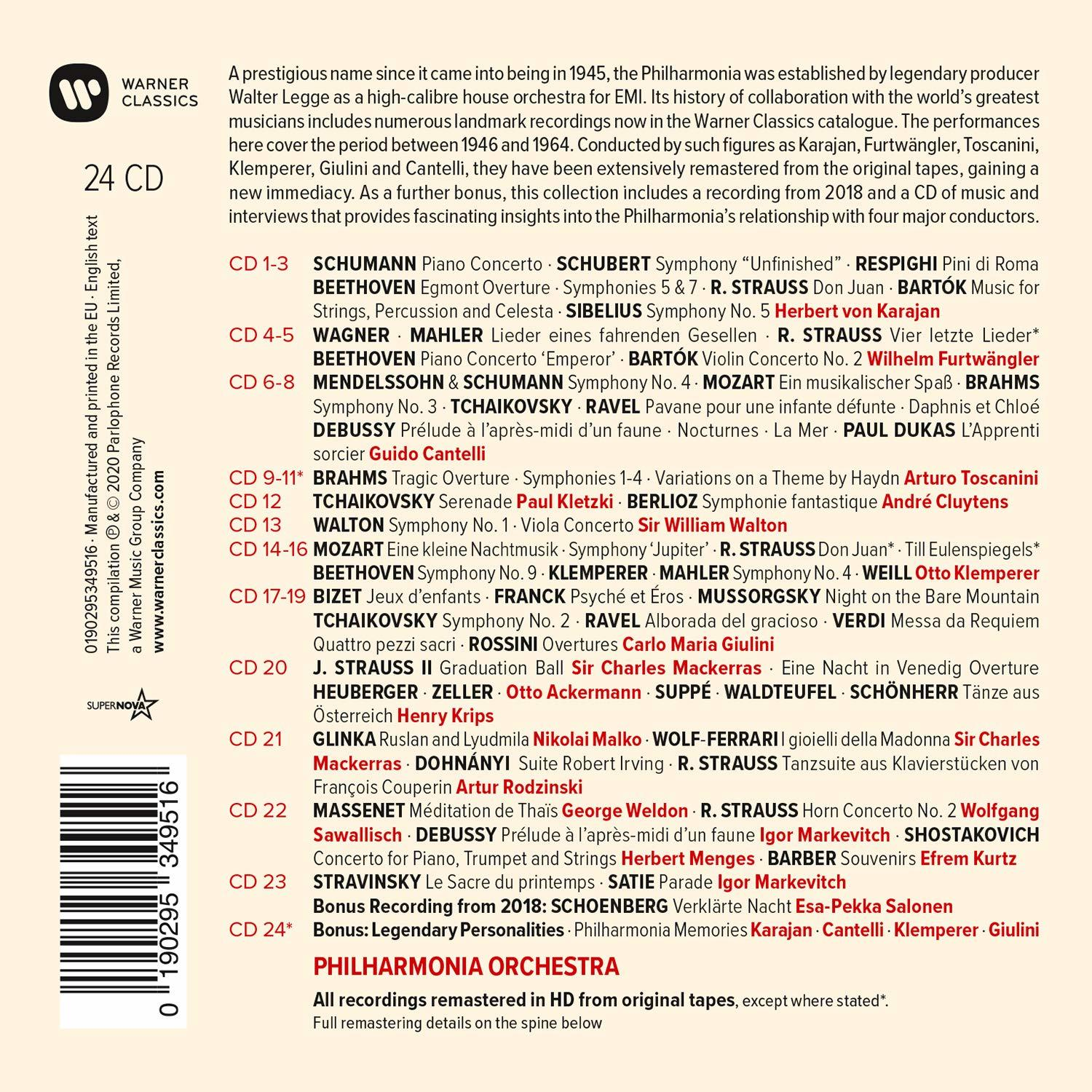 Albumcover mit Text. Weißer Hintergrund, schwarzer Text und 24 CDs.