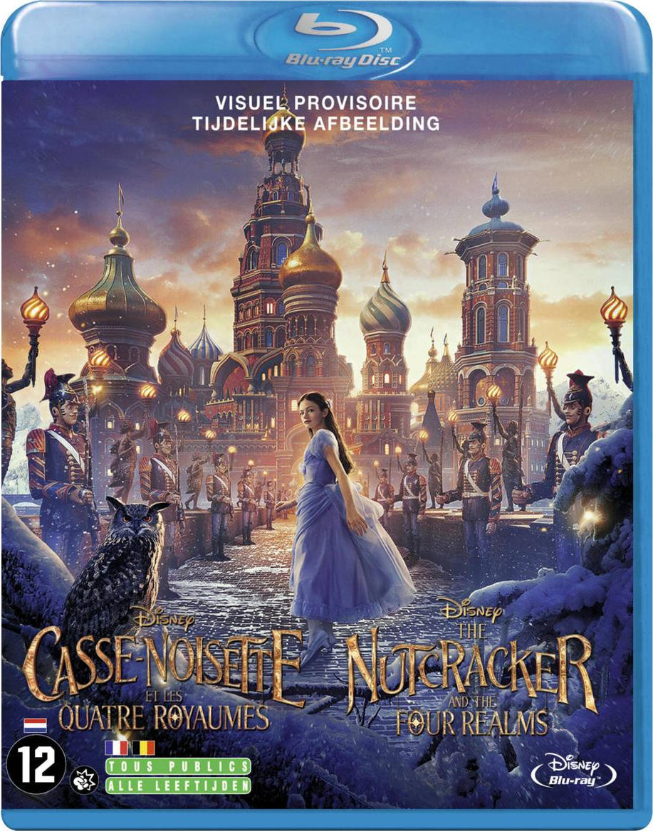 Pochette de disque Blu-ray avec une femme en robe bleue, une toile de fond urbaine, des soldats et le logo Disney.