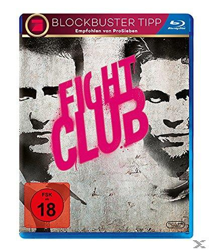 Fight Club Blu-ray-Cover. Enthält zwei Gesichter, die Worte FIGHT CLUB in Pink und eine 18er-Einstufung.
