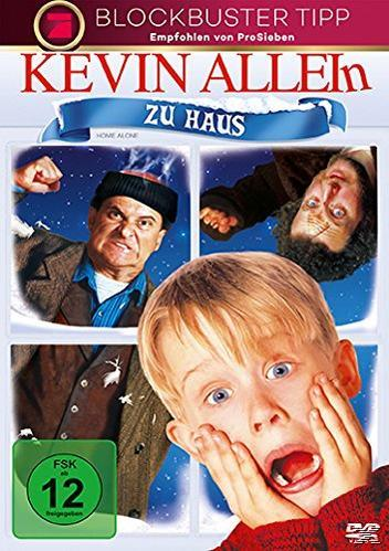 DVD-Cover von Kevin allein zu Haus mit einem überraschten Kind und den beiden Räubern.