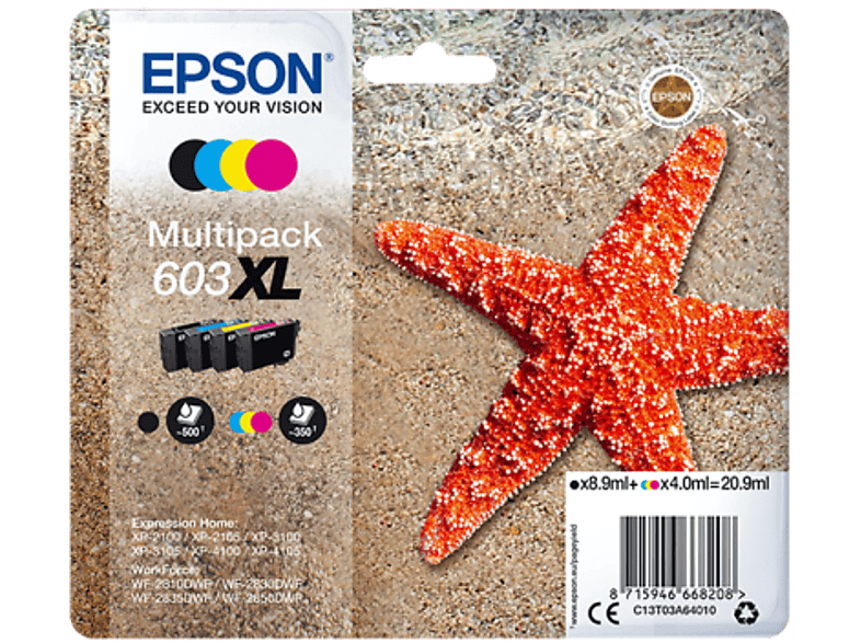 Epson Inktpatroon 603xl Pack Zwart-cyaan-magenta-geel (c13t03a64020)