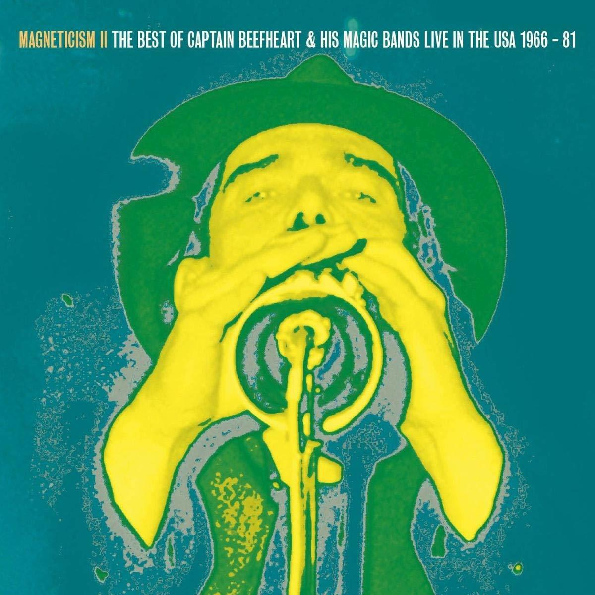 Pochette d'album : Homme avec une trompette. Couleurs jaune et vert. Titre : Magneticism II. Groupe : Captain Beefheart.