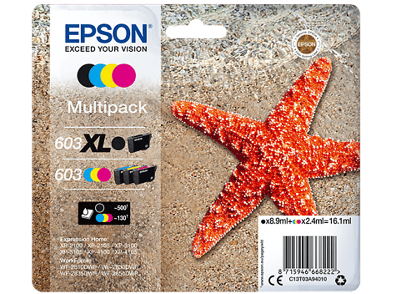 Epson Inktpatroon 603xl Pack Noir-cyan-magenta-jaune (c13t03a94020)