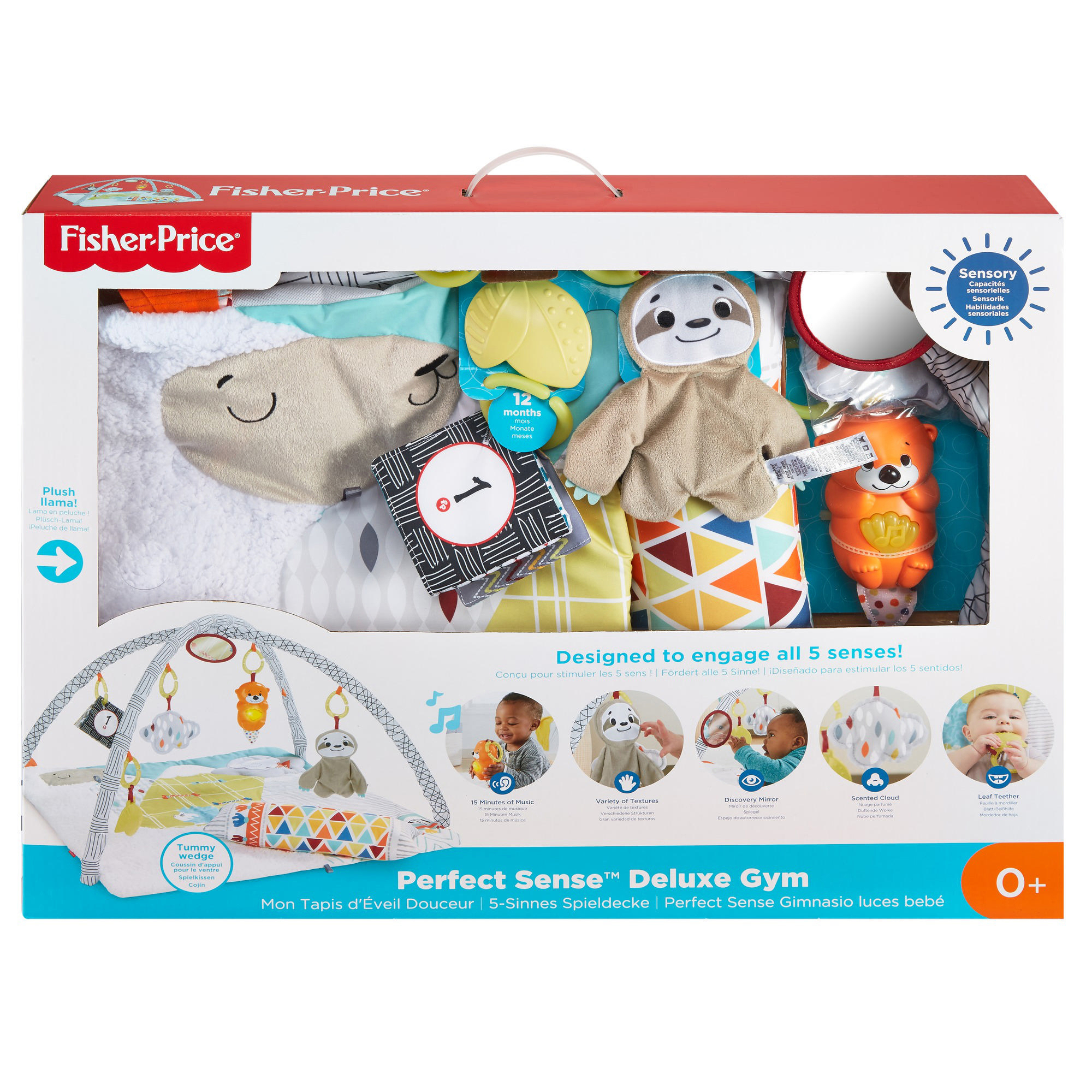 FISHER PRICE 5-Sinnes Spieldecke, Krabbeldecke mit Spielbogen Babydecke Mehrfarbig