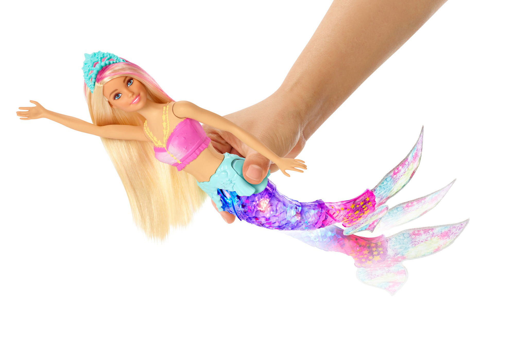 BARBIE Dreamtopia Glitzerlicht Meerjungfrau Puppe mit Licht Mehrfarbig
