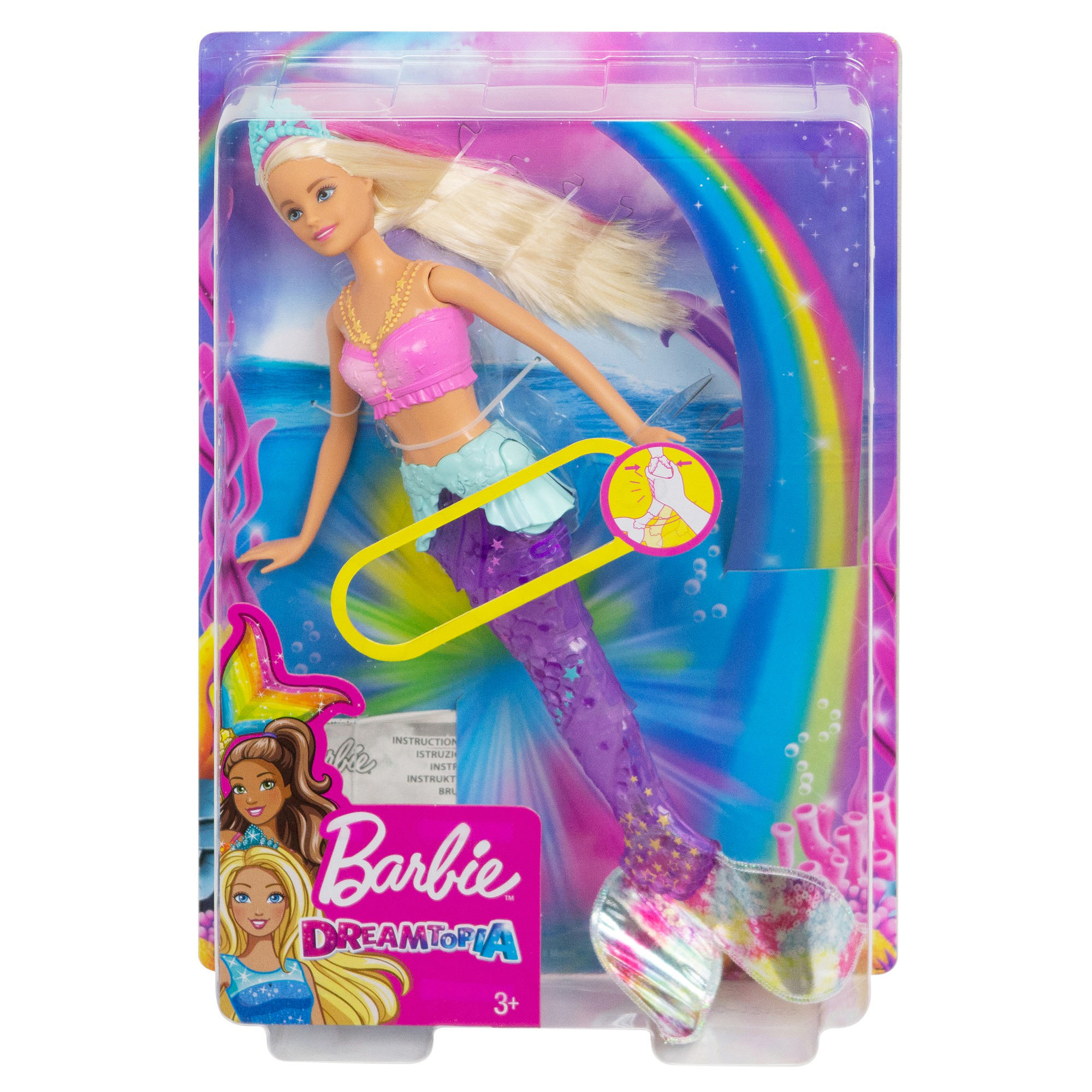 BARBIE Dreamtopia Glitzerlicht Meerjungfrau Puppe mit Licht Mehrfarbig