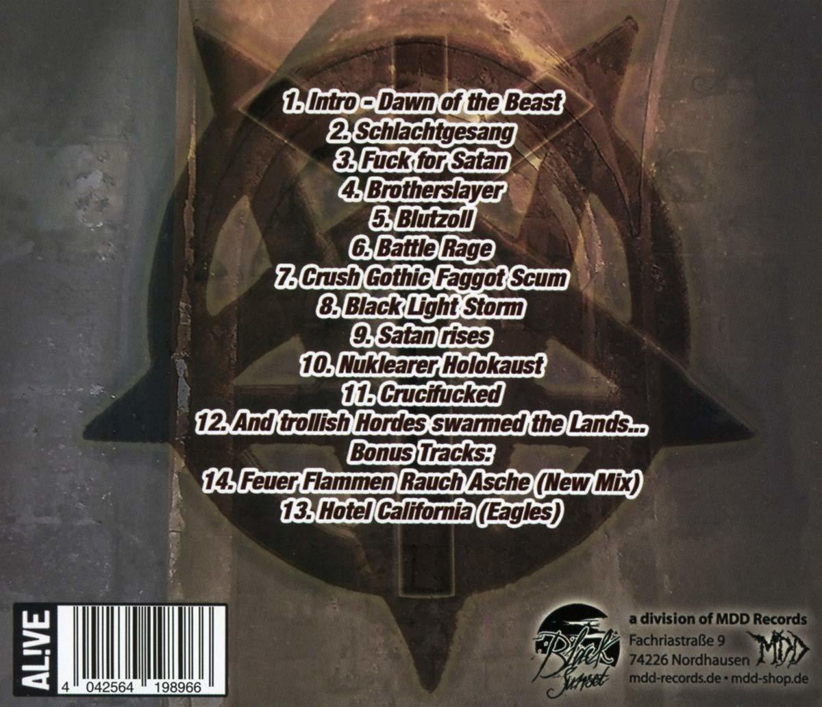 Rückseite eines CD-Covers mit Songtiteln und Logo.