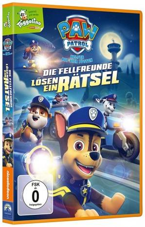 DVD-Cover mit Zeichentrickfiguren von Paw Patrol, einer Hundepolizeisendung.