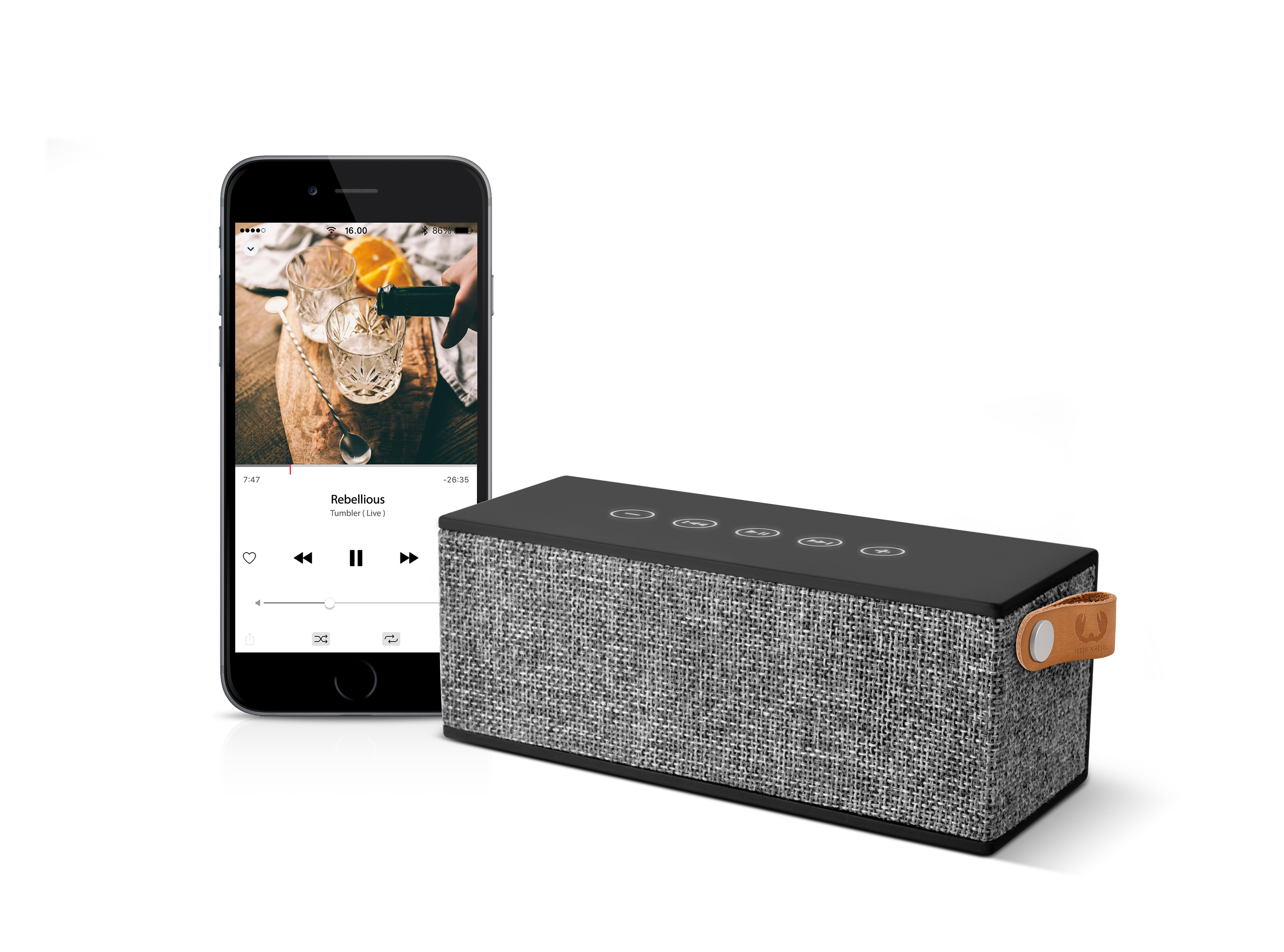 FRESH´N REBEL Rockbox Brick Fabriq Edition Bluetooth Lautsprecher (1RB3000CC), concrete